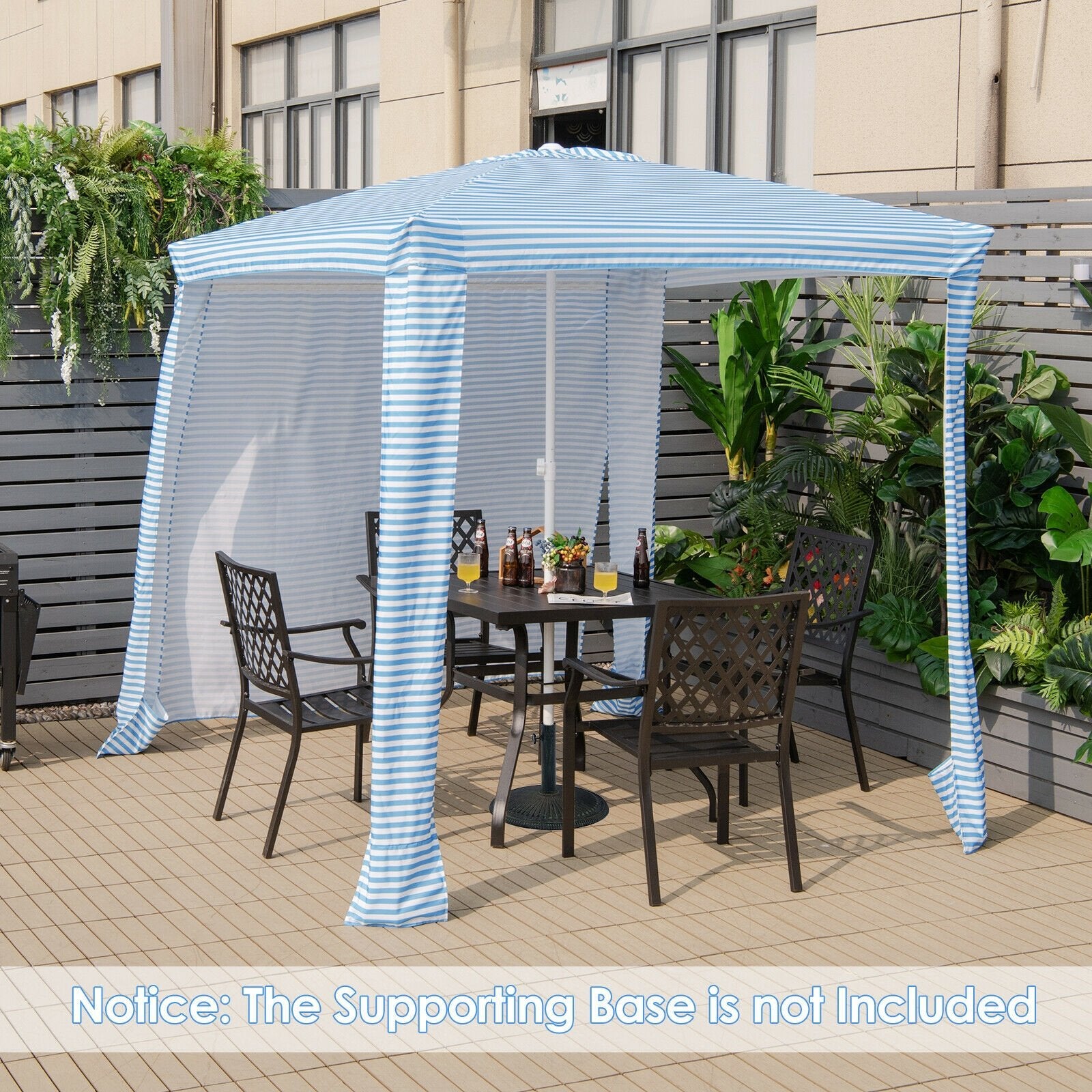 6.6 x 6.6 Feet Foldable and Easy-Setup Beach Canopy With Carry Bag, Blue Canopies   at Gallery Canada