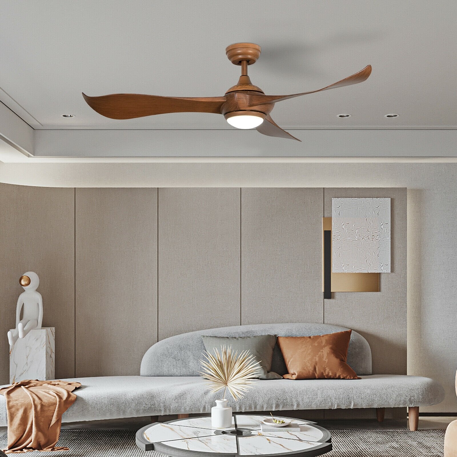 52 Inch Ceiling Fan with Light Reversible DC Motor, Walnut Ceiling Fans   at Gallery Canada