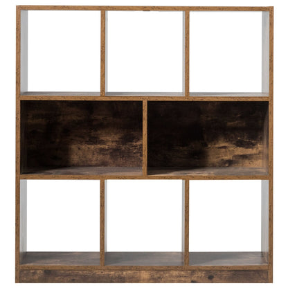 Open Compartments Industrial Freestanding Bookshelf, Brown - Gallery Canada