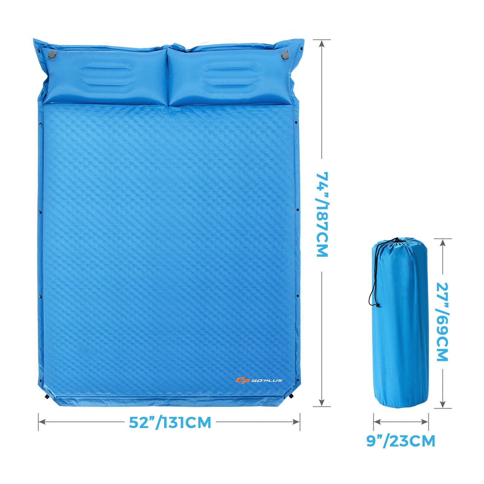Self-Inflating Camping Outdoor Sleeping Mat with Pillows Bag, Blue Air Mattresses & Sleeping Bags at Gallery Canada