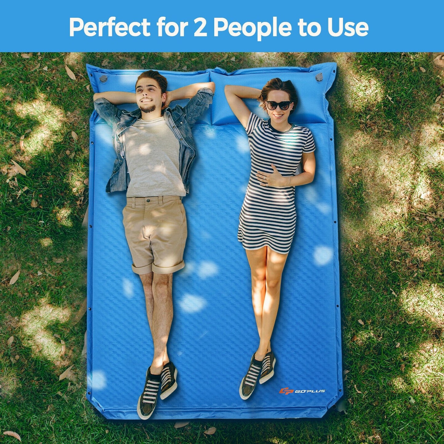 Self-Inflating Camping Outdoor Sleeping Mat with Pillows Bag, Blue Air Mattresses & Sleeping Bags   at Gallery Canada