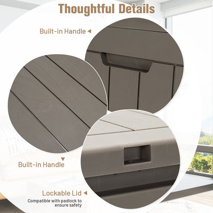 30 Gallon Deck Box Storage Seating Container, Light Brown Sheds & Outdoor Storage   at Gallery Canada