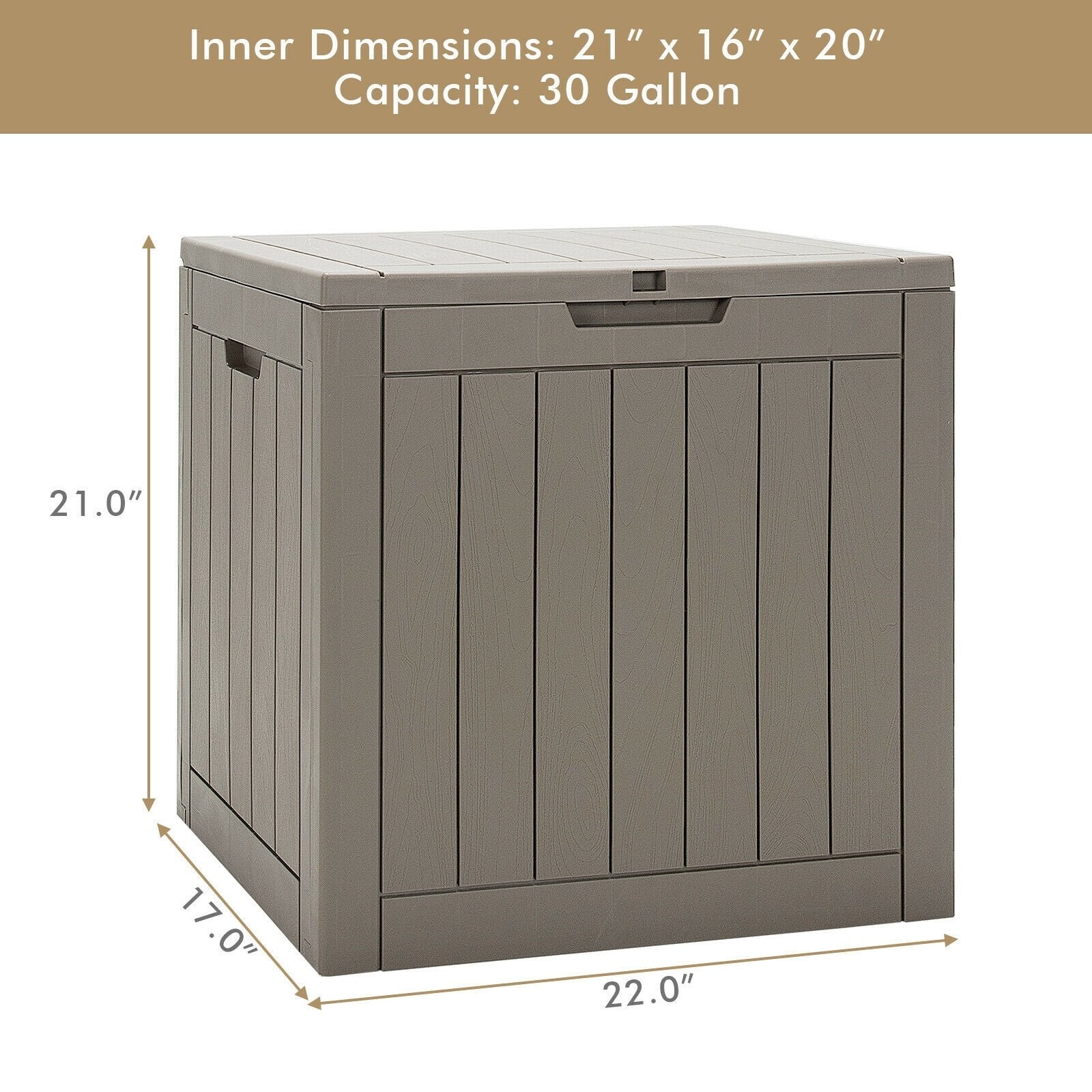 30 Gallon Deck Box Storage Seating Container, Light Brown Sheds & Outdoor Storage   at Gallery Canada