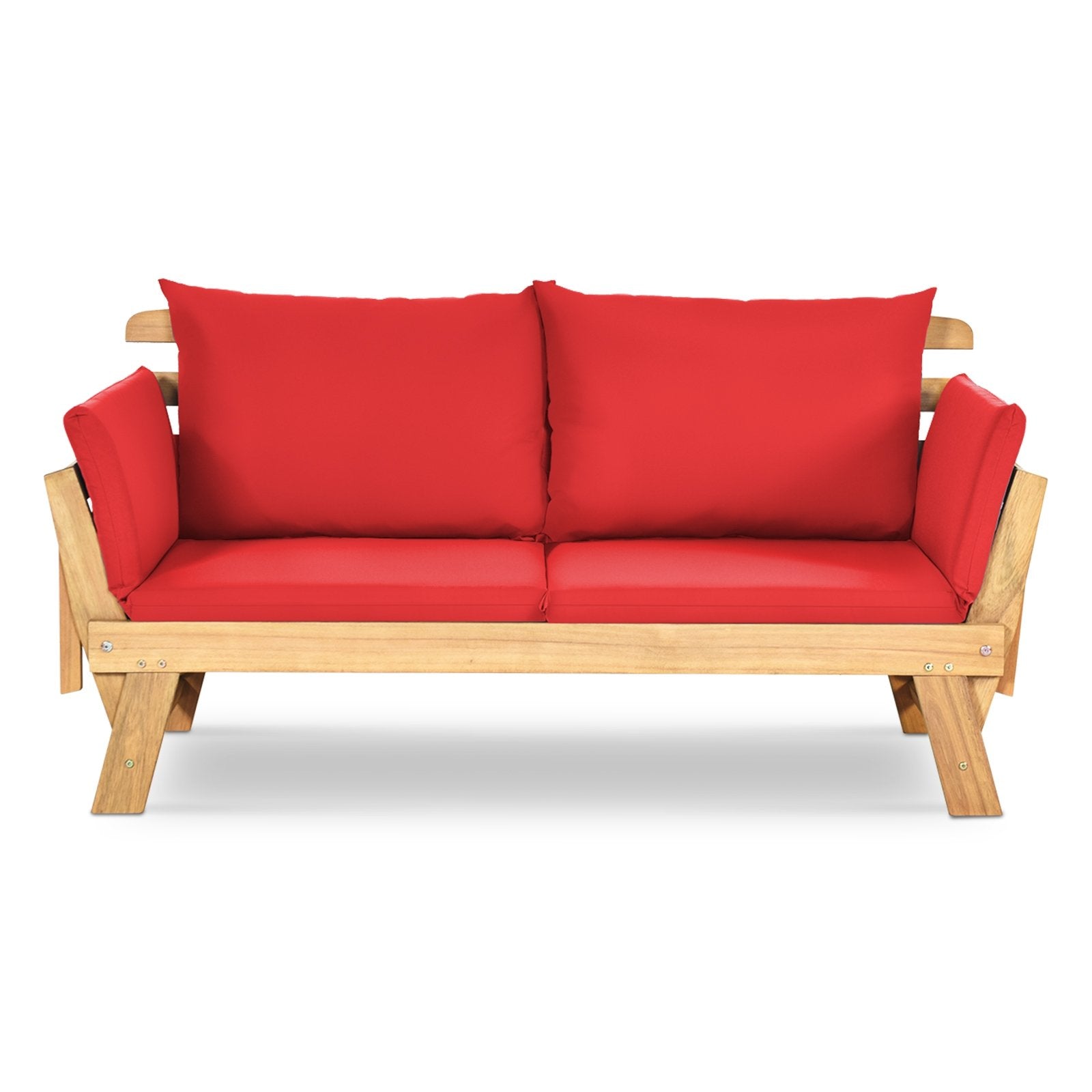 Adjustable Patio Convertible Sofa with Thick Cushion, Red Outdoor Benches   at Gallery Canada