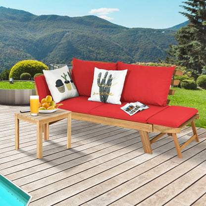 Adjustable Patio Convertible Sofa with Thick Cushion, Red - Gallery Canada