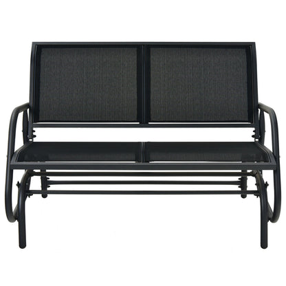 Swing Glider Chair 48 Inch Loveseat Rocker Lounge Backyard, Black Patio Rocking Chairs & Gliders   at Gallery Canada