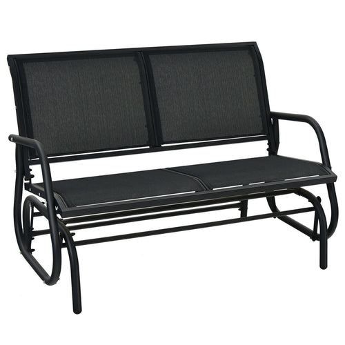 Swing Glider Chair 48 Inch Loveseat Rocker Lounge Backyard, Black