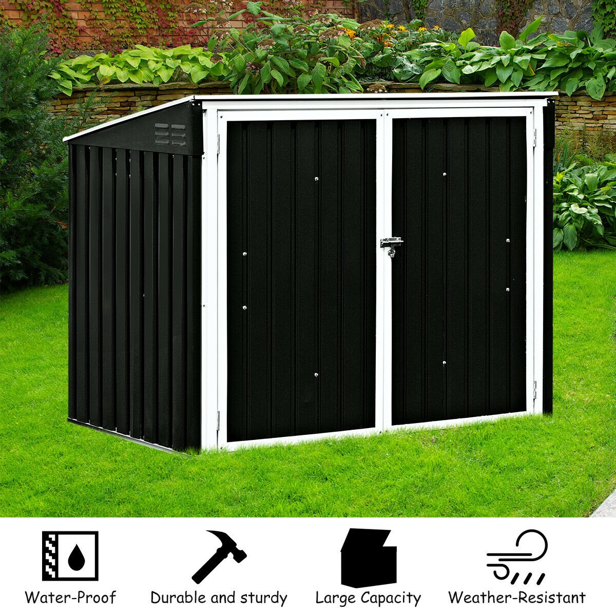 Horizontal Storage Shed 68 Cubic Feet for Garbage Cans, Black Sheds & Outdoor Storage   at Gallery Canada