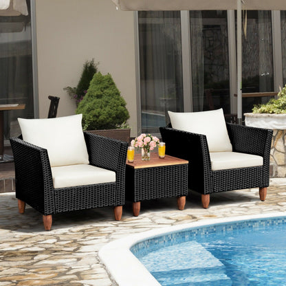 3 Pieces Outdoor Patio Rattan Furniture Set with Coffee Table, White Patio Conversation Sets   at Gallery Canada