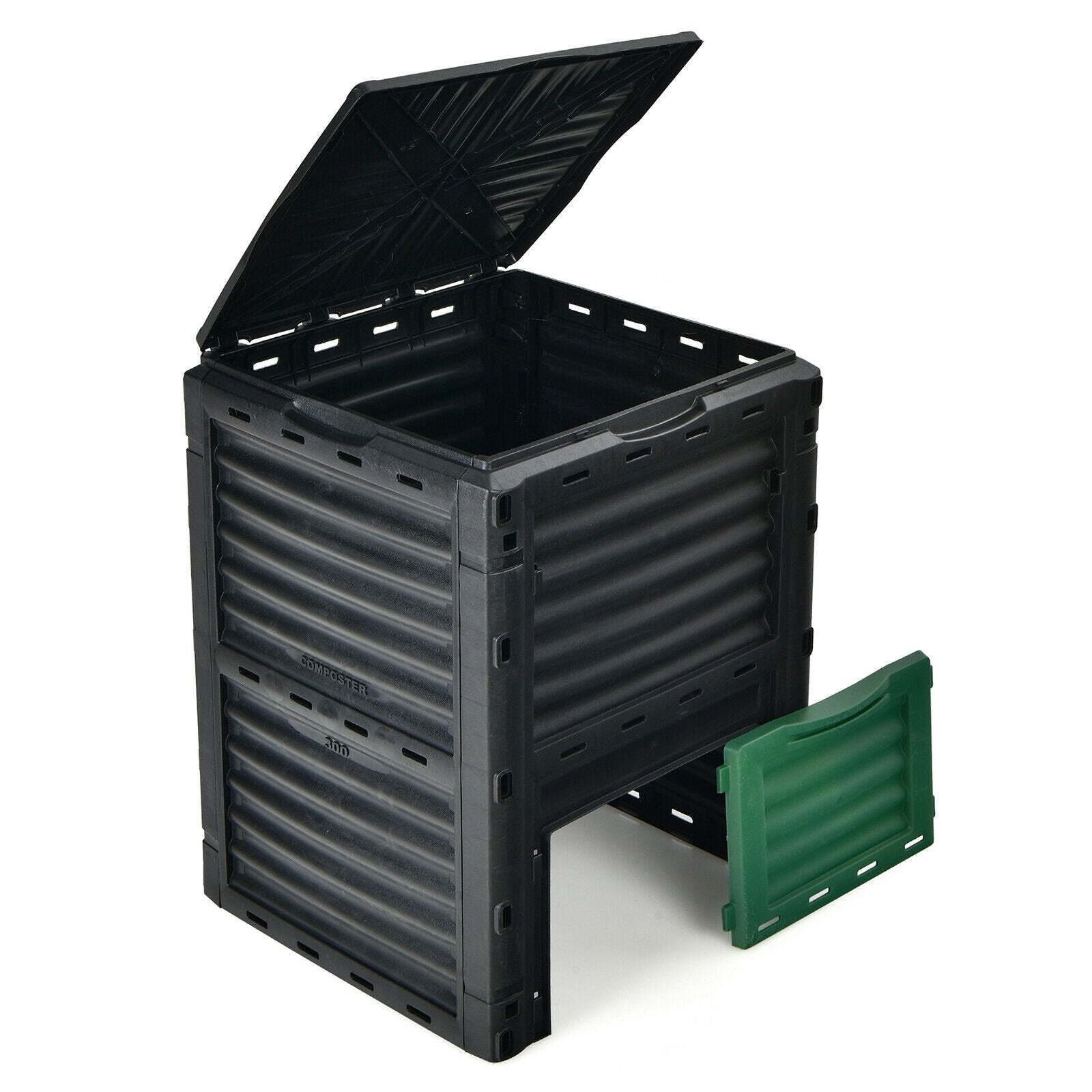 80-Gallon Outdoor Composter with Large Openable Lid and Bottom Exit Door, Black Garden Tools   at Gallery Canada