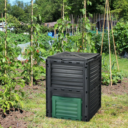 80-Gallon Outdoor Composter with Large Openable Lid and Bottom Exit Door, Black Garden Tools   at Gallery Canada