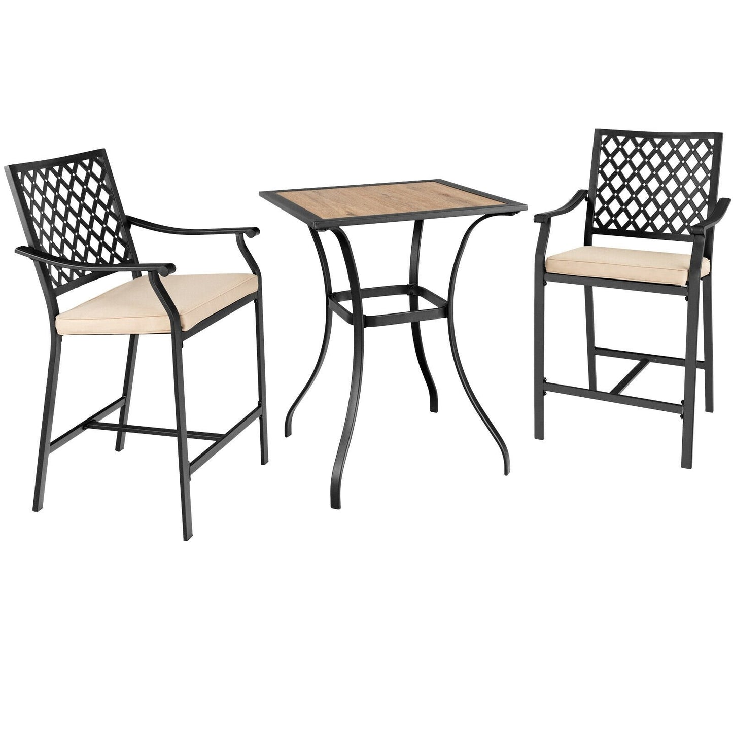 Patio Square Bar Table for Garden Backyard, Black - Gallery Canada