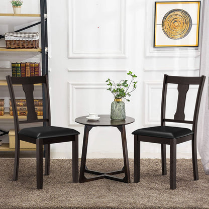 Set of 2 Dining Room Chair with Rubber Wood Frame and Upholstered Padded Seat, Brown Dining Chairs   at Gallery Canada