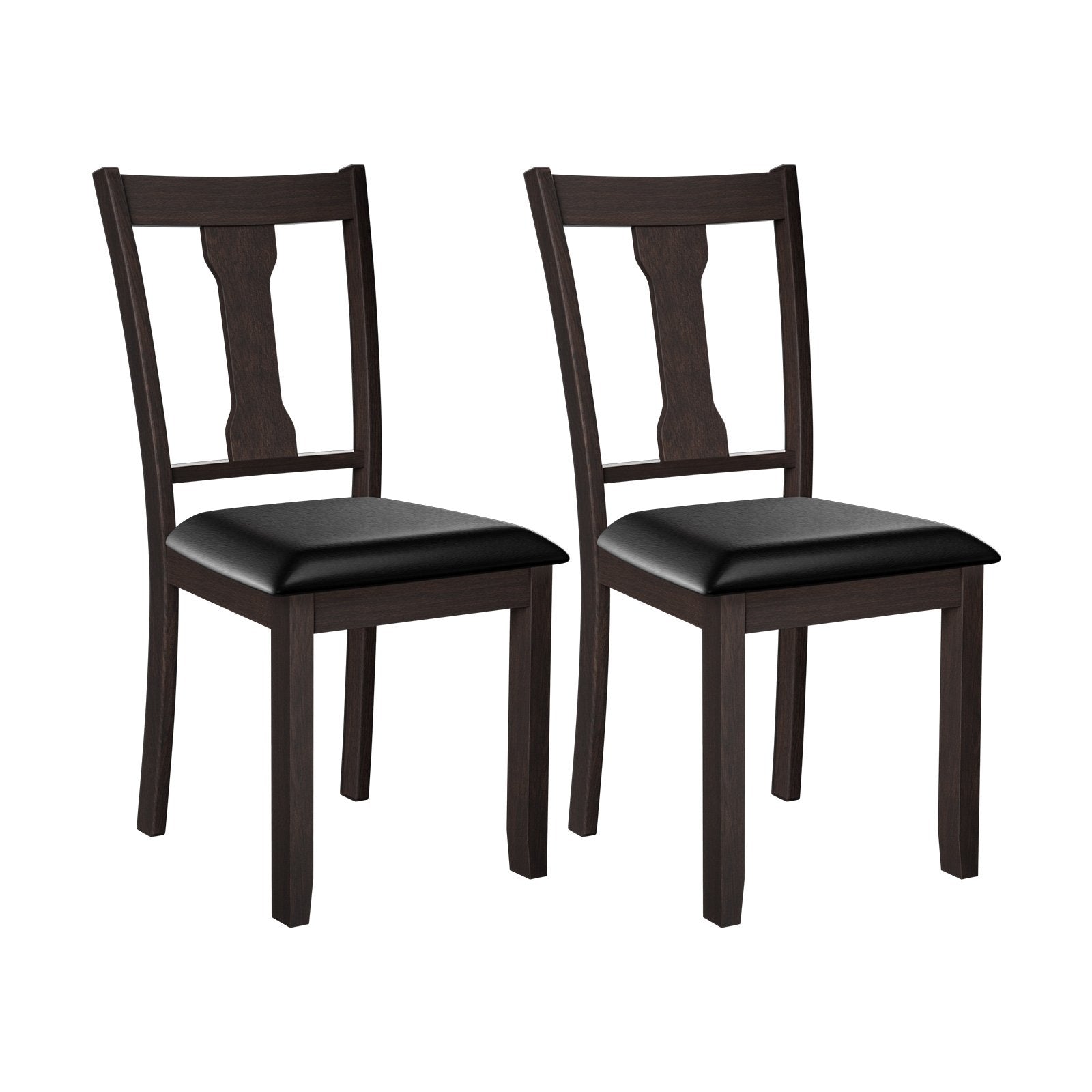 Set of 2 Dining Room Chair with Rubber Wood Frame and Upholstered Padded Seat, Brown Dining Chairs   at Gallery Canada