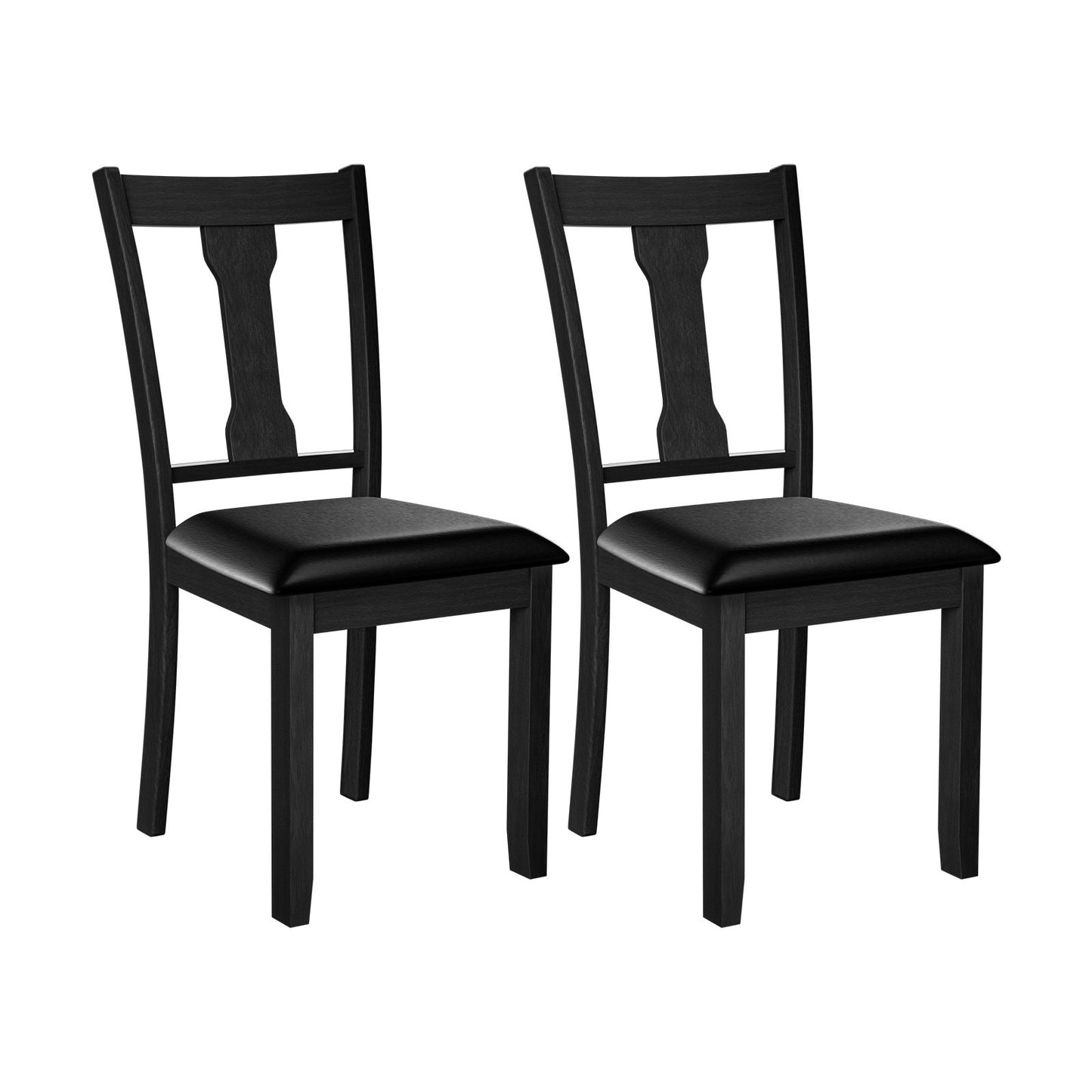 Set of 2 Dining Room Chair with Rubber Wood Frame and Upholstered Padded Seat, Black Dining Chairs   at Gallery Canada