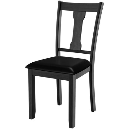 Set of 2 Dining Room Chair with Rubber Wood Frame and Upholstered Padded Seat, Black Dining Chairs   at Gallery Canada