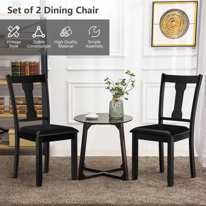 Set of 2 Dining Room Chair with Rubber Wood Frame and Upholstered Padded Seat, Black Dining Chairs   at Gallery Canada