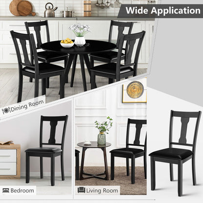 Set of 2 Dining Room Chair with Rubber Wood Frame and Upholstered Padded Seat, Black Dining Chairs   at Gallery Canada