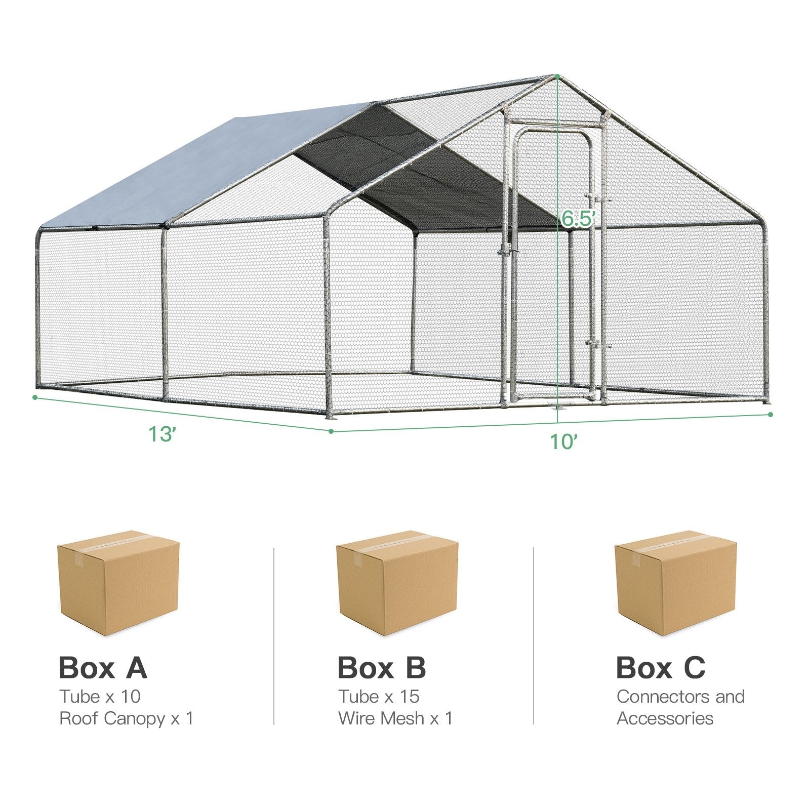 Large Walk in Shade Cage Chicken Coop with Roof Cover-M, Silver Chicken Coops   at Gallery Canada