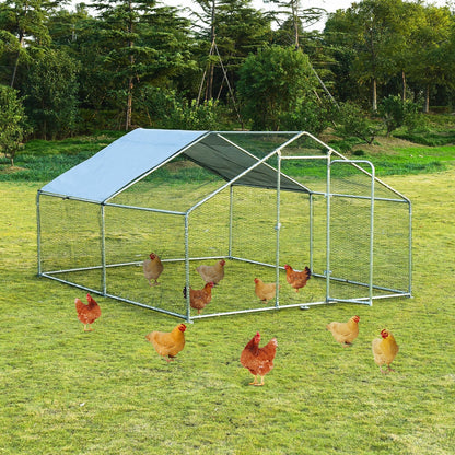 Large Walk in Shade Cage Chicken Coop with Roof Cover-M, Silver Chicken Coops   at Gallery Canada