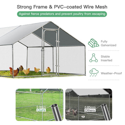 Large Walk in Shade Cage Chicken Coop with Roof Cover-M, Silver Chicken Coops   at Gallery Canada