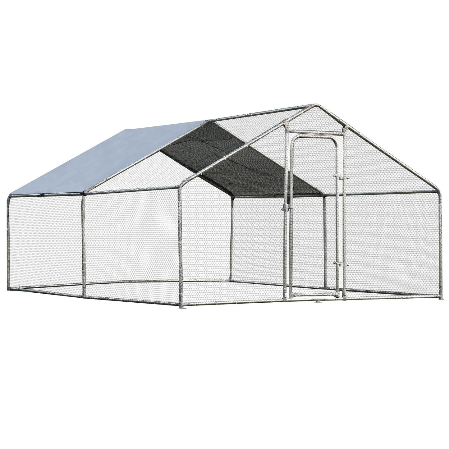 Large Walk in Shade Cage Chicken Coop with Roof Cover-M, Silver Chicken Coops   at Gallery Canada