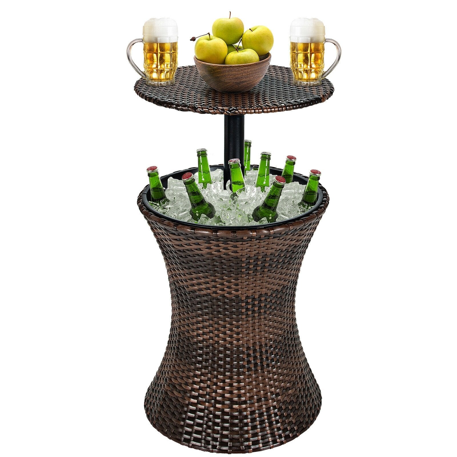 Height Adjustable Patio Rattan Cooler Bar Table, Black Patio Bar Furniture   at Gallery Canada