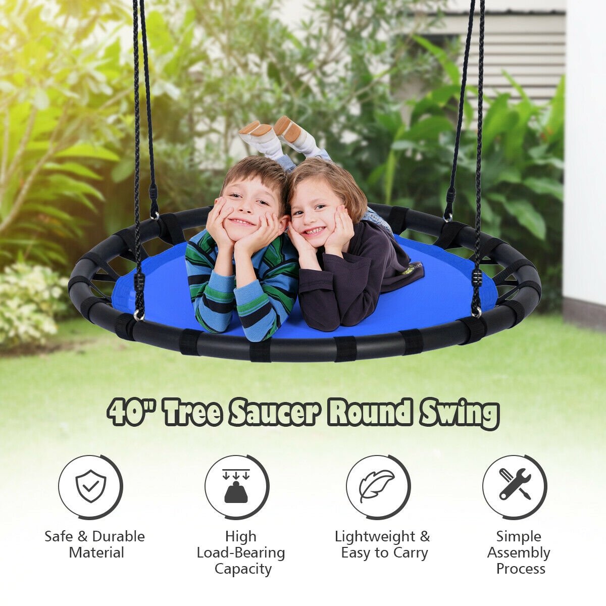 40" Flying Saucer Round Swing Kids Play Set, Blue Swing & Playsets   at Gallery Canada