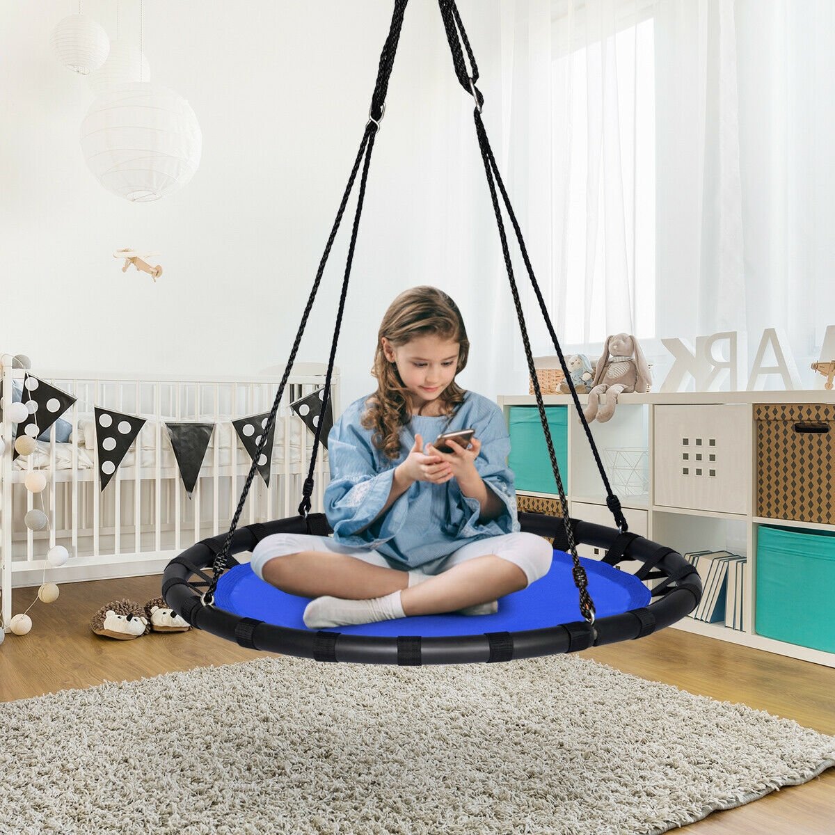 40" Flying Saucer Round Swing Kids Play Set, Blue - Gallery Canada