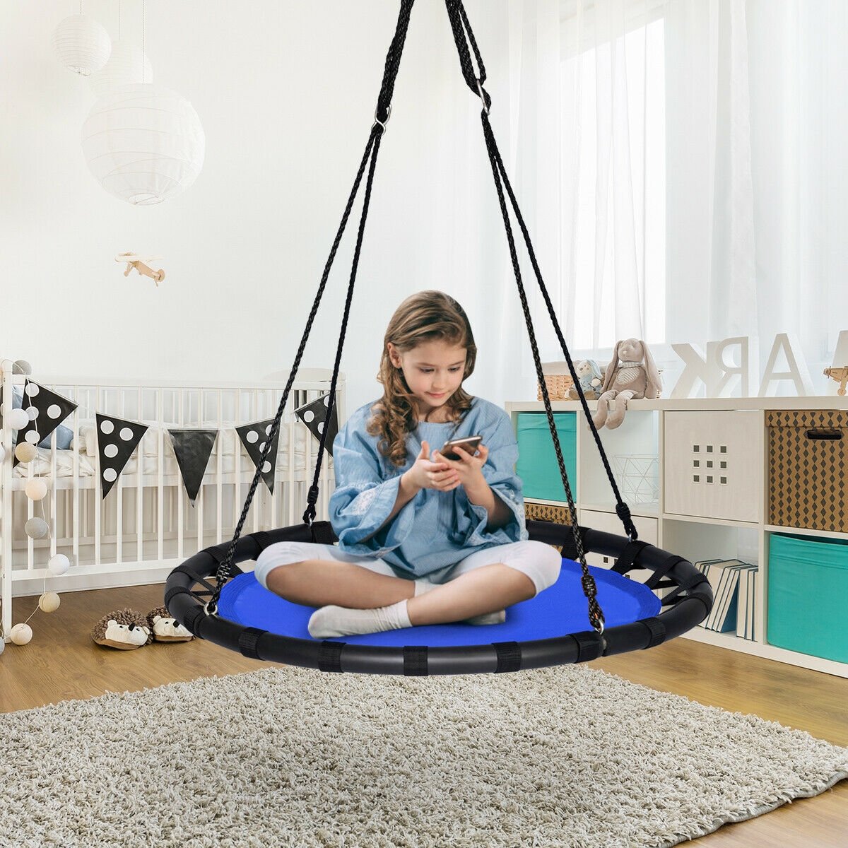 40" Flying Saucer Round Swing Kids Play Set, Blue Swing & Playsets   at Gallery Canada