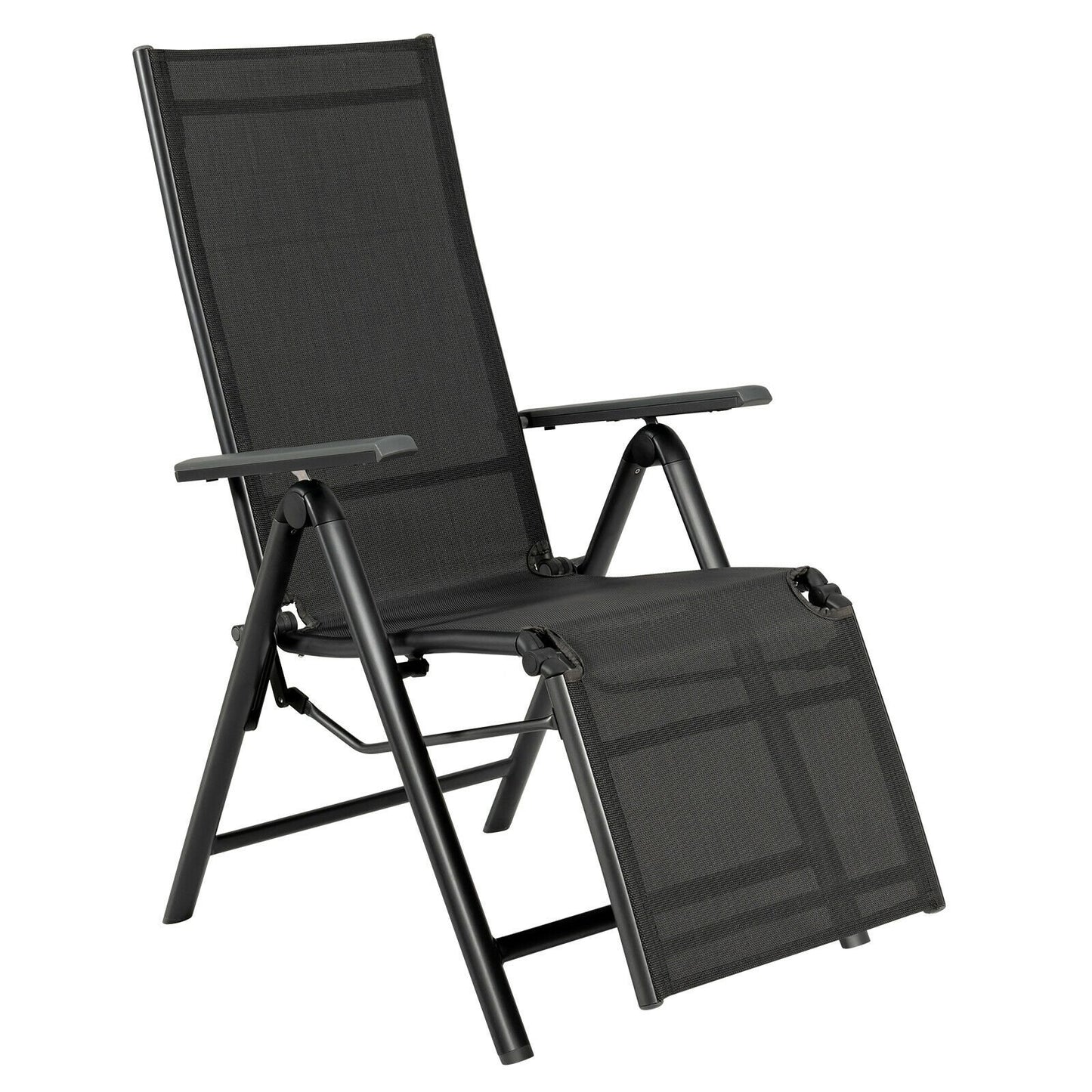 Aluminum Frame Outdoor Foldable Reclining Chair, Gray - Gallery Canada