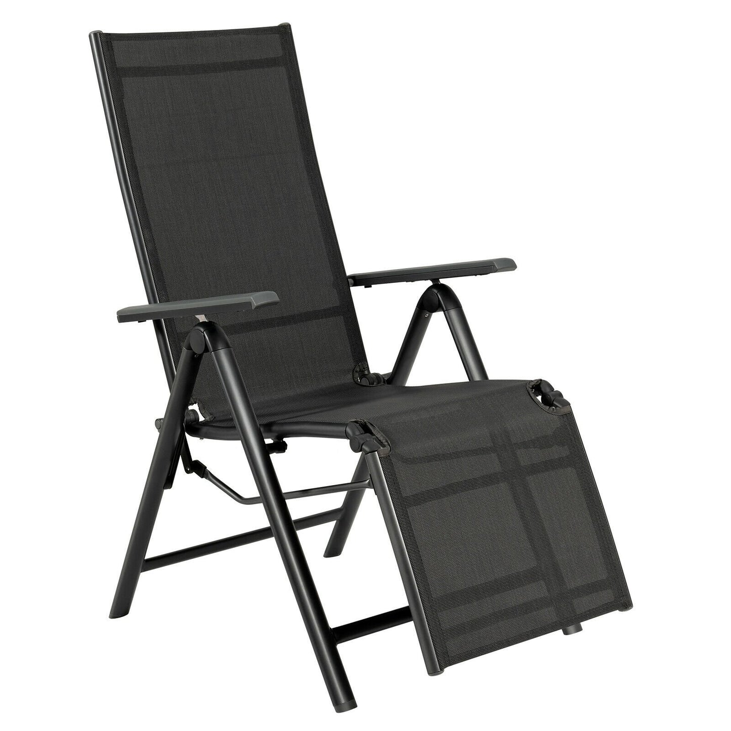 Aluminum Frame Outdoor Foldable Reclining Chair, Gray Beach & Lawn Chairs   at Gallery Canada