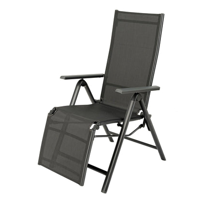 Aluminum Frame Outdoor Foldable Reclining Chair, Gray - Gallery Canada