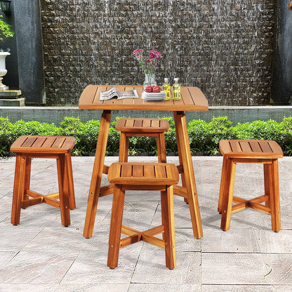 5 Pieces Acacia Patio Dining Set, Brown Patio Dining Sets   at Gallery Canada