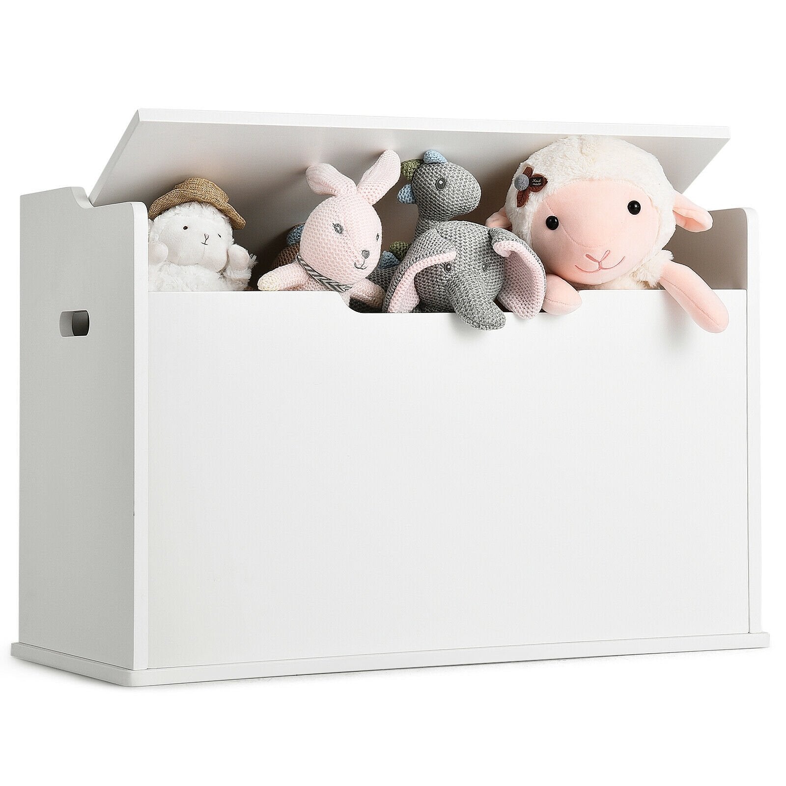 Kids Toy Wooden Flip-top Storage Box Chest Bench with Cushion Hinge, White Kids Storage   at Gallery Canada