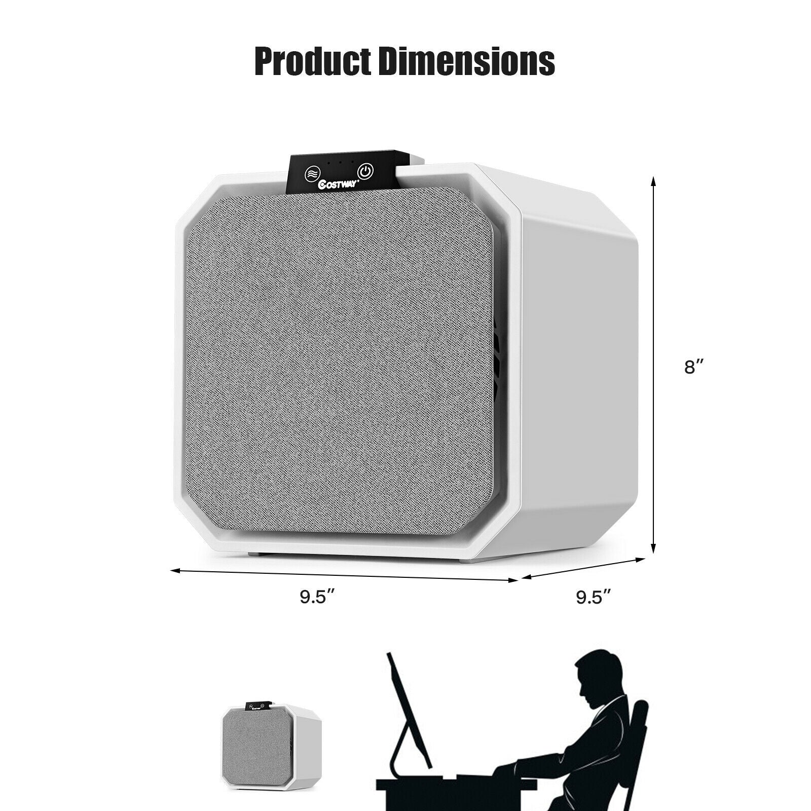 Desktop HEPA Air Purifier Home Air Cleaner with 2-in-1 Composite HEPA Filter, White Air Purifiers at Gallery Canada
