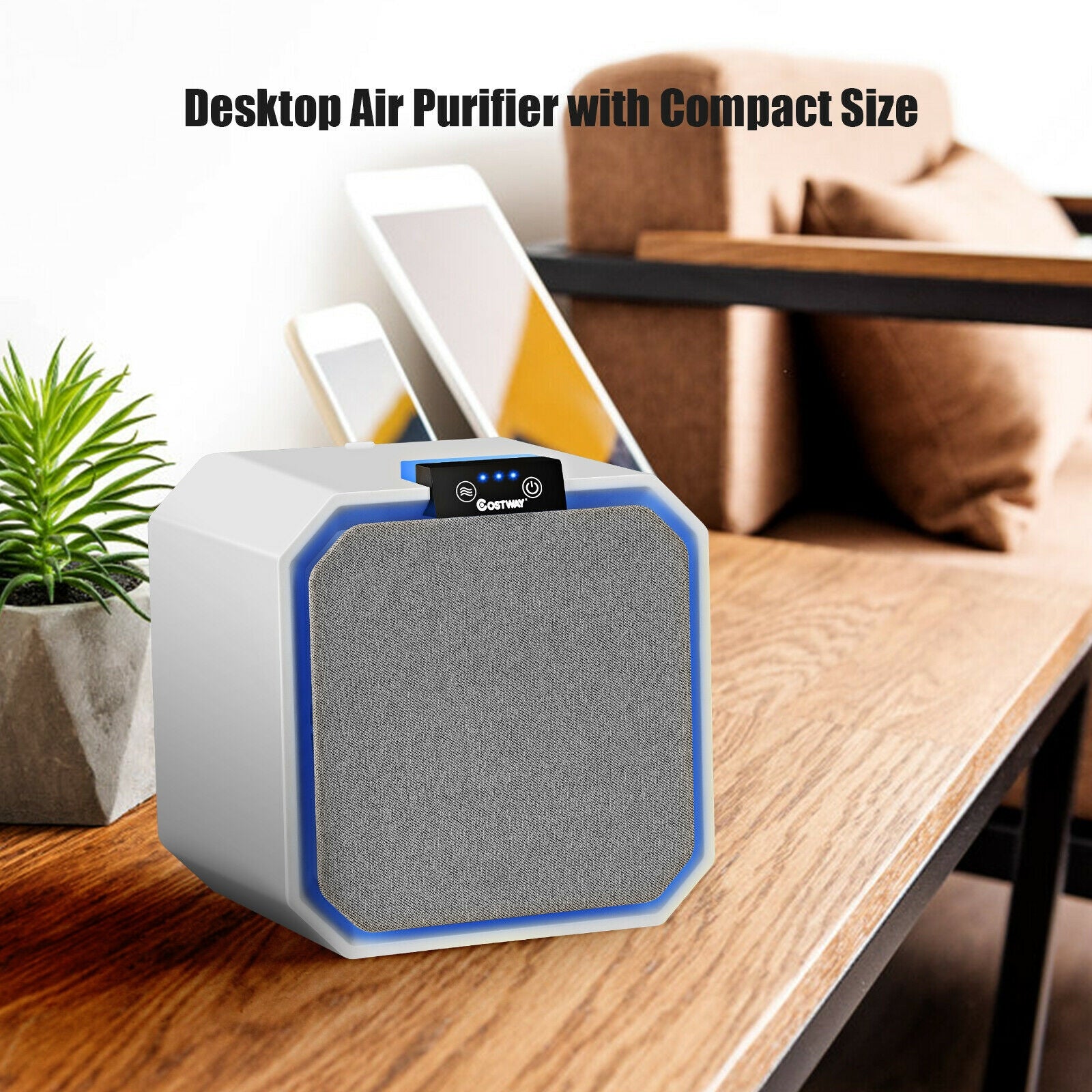 Desktop HEPA Air Purifier Home Air Cleaner with 2-in-1 Composite HEPA Filter, White Air Purifiers at Gallery Canada
