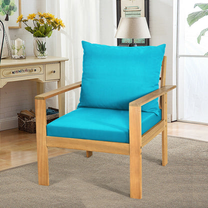 4 Pieces Patio Acacia Wood Thick Cushion Loveseat Sofa Set, Turquoise Patio Conversation Sets   at Gallery Canada