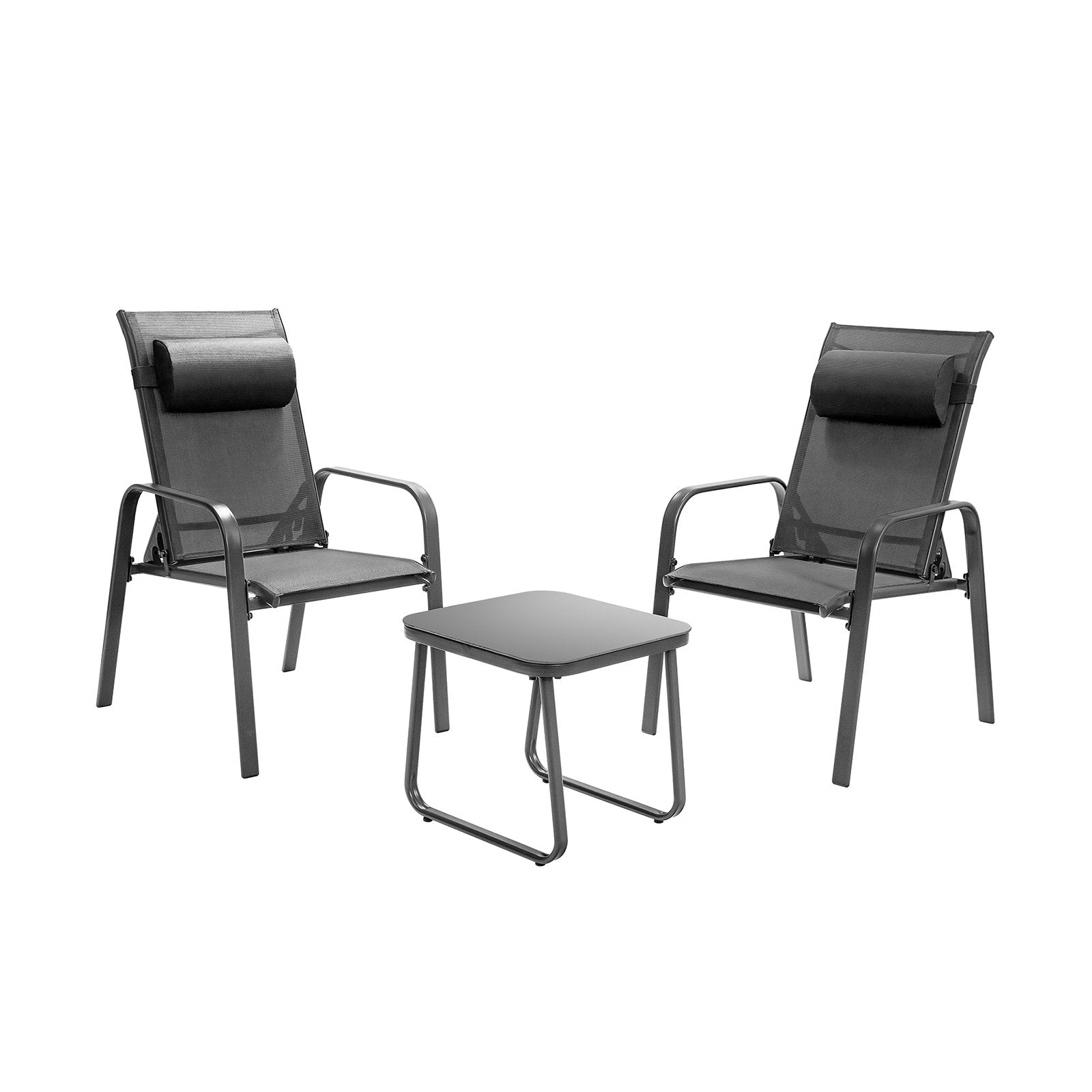 3 Pieces Patio Bistro Furniture Set with Adjustable Backrest, Gray Patio Conversation Sets   at Gallery Canada