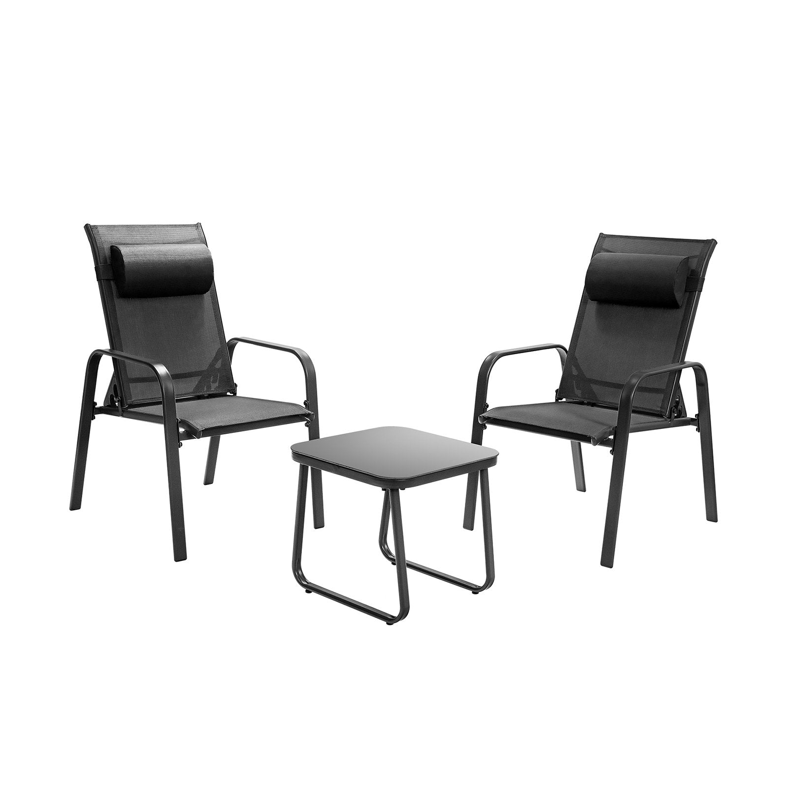 3 Pieces Patio Bistro Furniture Set with Adjustable Backrest, Black Patio Conversation Sets   at Gallery Canada