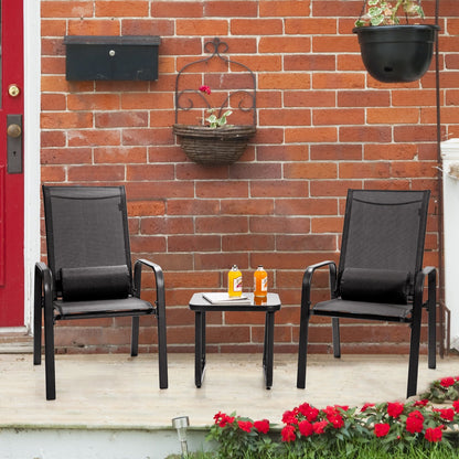 3 Pieces Patio Bistro Furniture Set with Adjustable Backrest, Black Patio Conversation Sets   at Gallery Canada