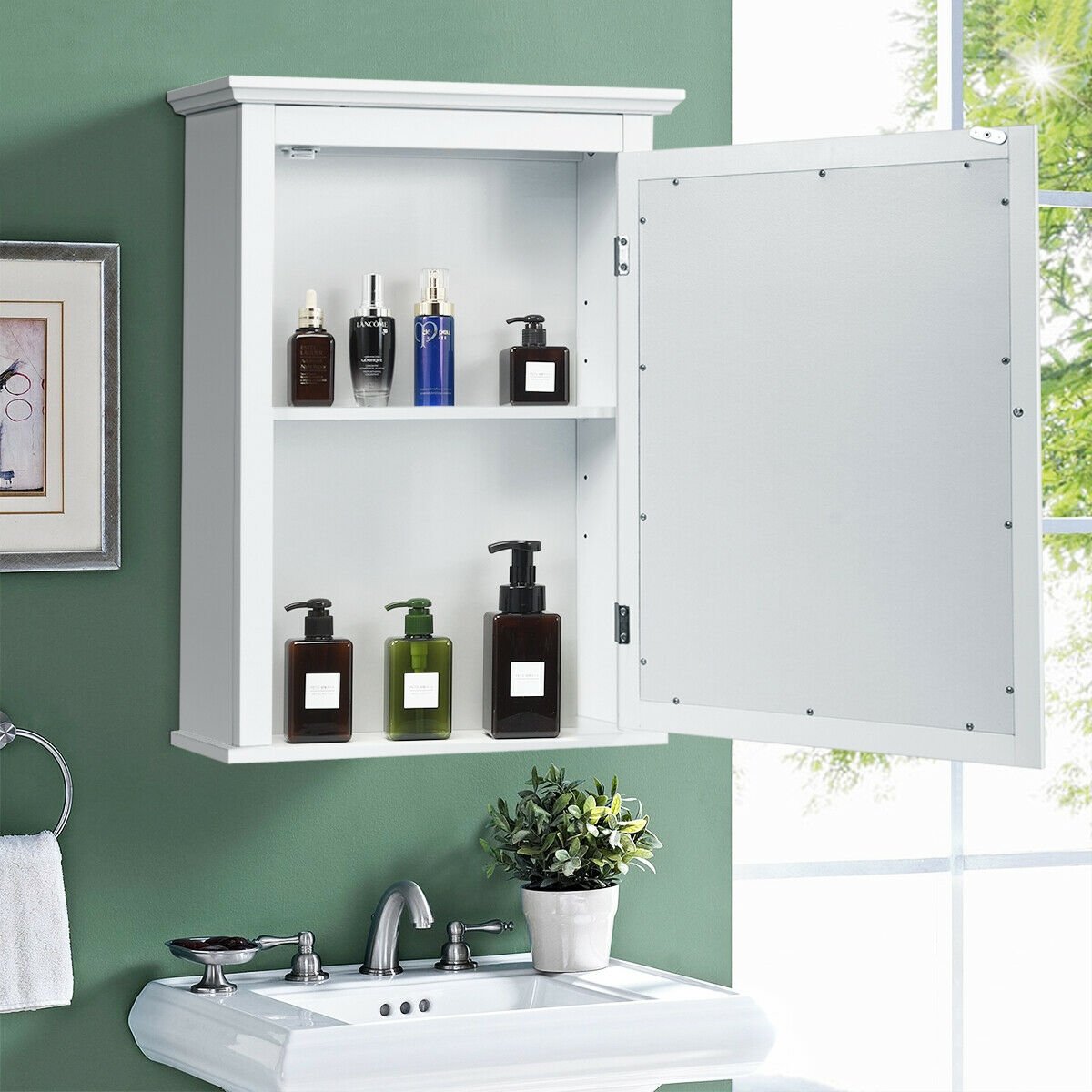 Bathroom Mirror Cabinet Wall Mounted Adjustable Shelf Medicine Storage, White Wall Cabinets   at Gallery Canada