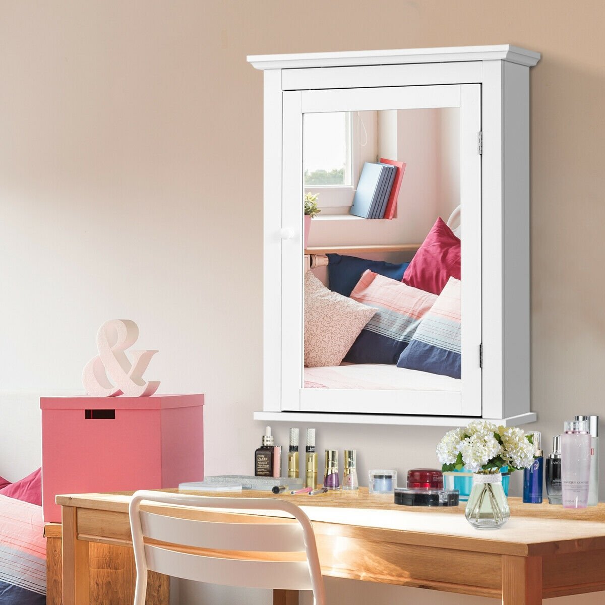 Bathroom Mirror Cabinet Wall Mounted Adjustable Shelf Medicine Storage, White Wall Cabinets   at Gallery Canada