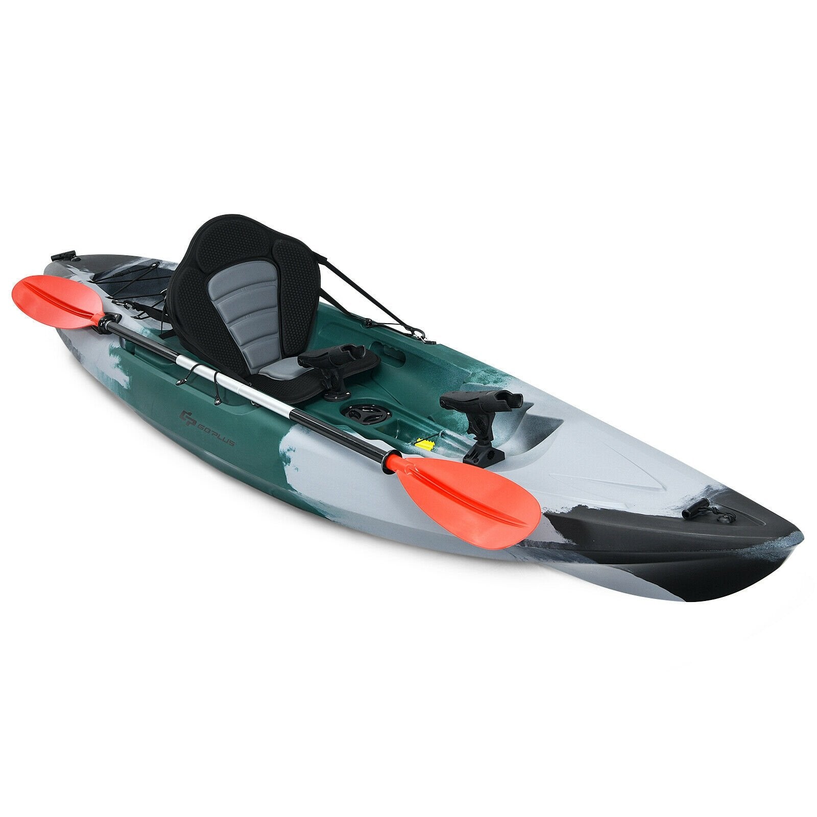 Sit-on-Top Fishing Kayak Boat With Fishing Rod Holders and Paddle, Gray Surfing   at Gallery Canada