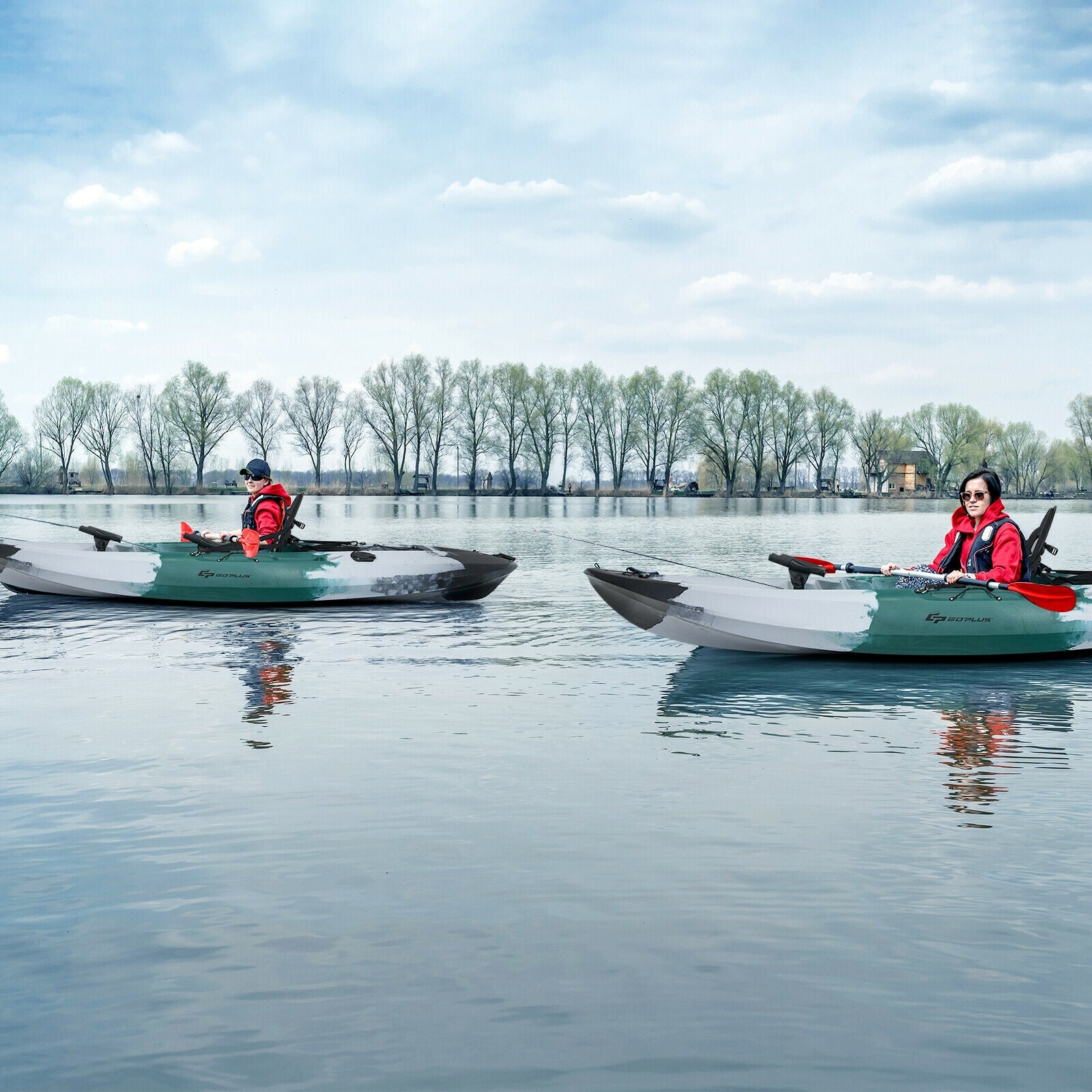 Sit-on-Top Fishing Kayak Boat With Fishing Rod Holders and Paddle, Gray Surfing at Gallery Canada