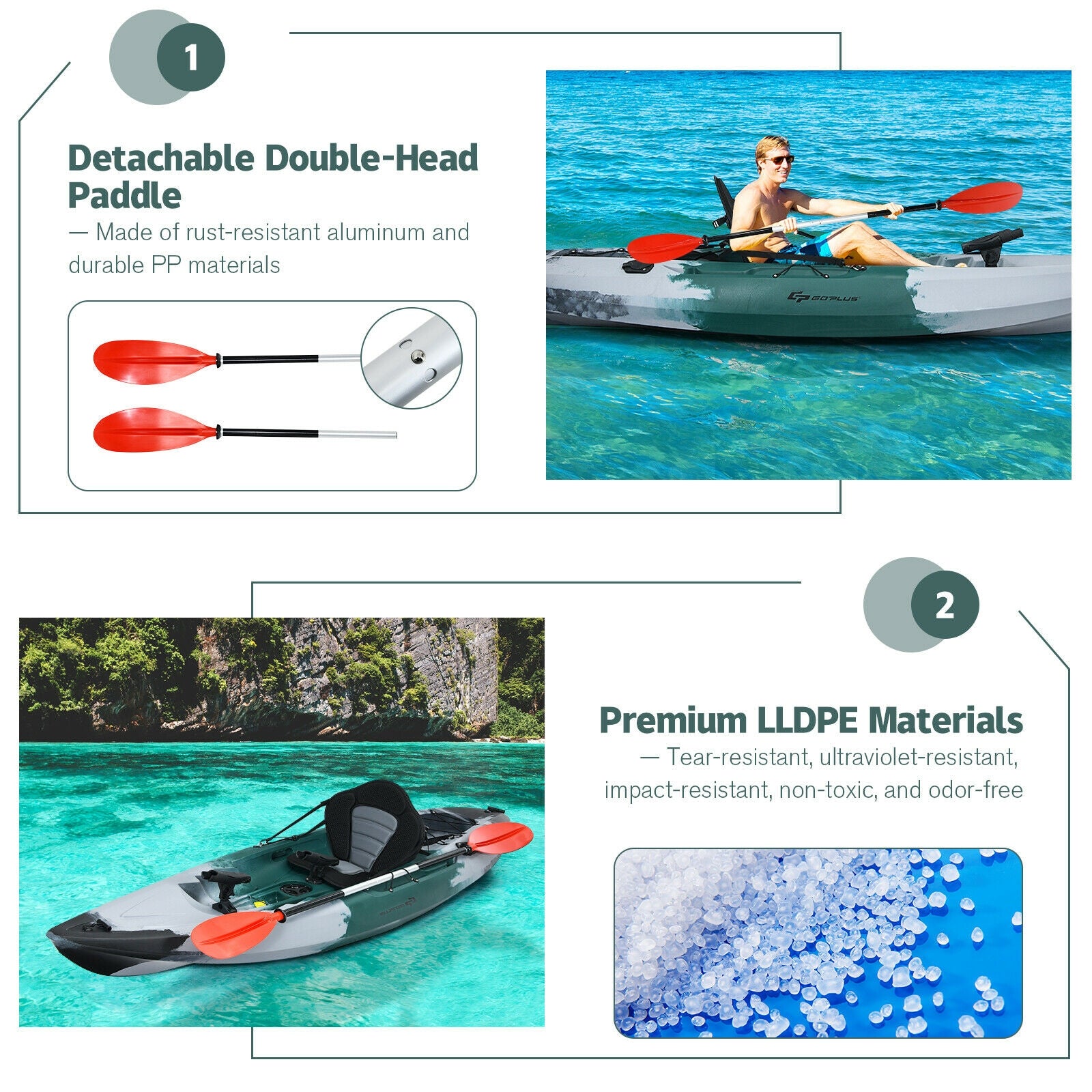 Sit-on-Top Fishing Kayak Boat With Fishing Rod Holders and Paddle, Gray Surfing at Gallery Canada