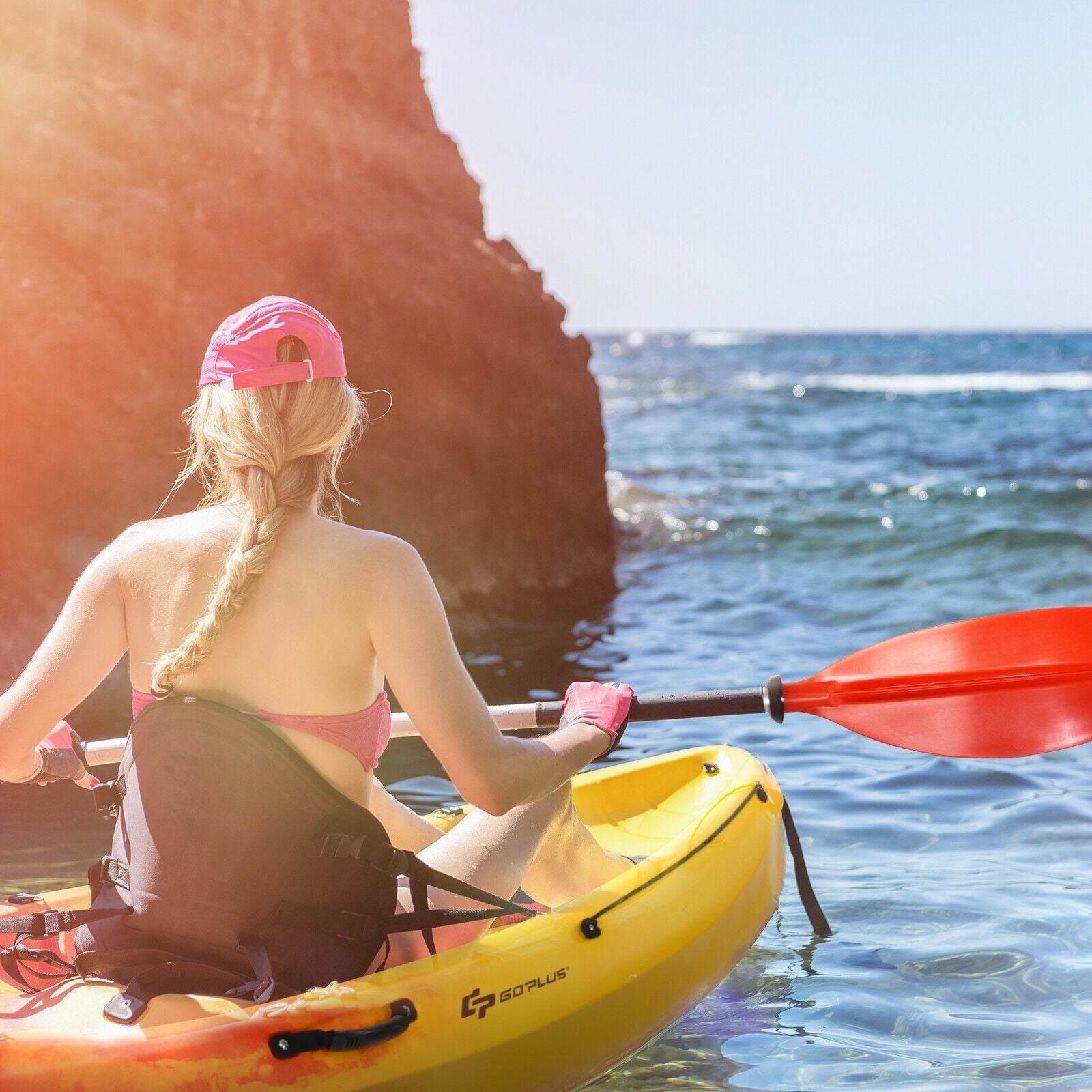 Single Sit-on-Top Kayak with Detachable Aluminum Paddle, Yellow Surfing at Gallery Canada