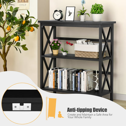 3-Tier Multi-Functional Storage Shelf Units Wooden Open Bookcase and Bookshelf, Black Bookcases   at Gallery Canada