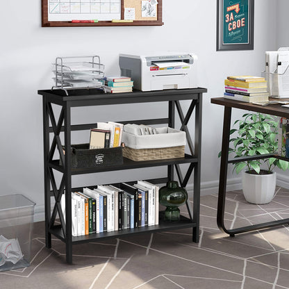 3-Tier Multi-Functional Storage Shelf Units Wooden Open Bookcase and Bookshelf, Black Bookcases   at Gallery Canada