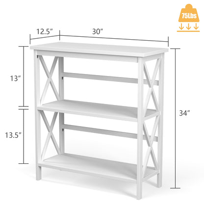 3-Tier Multi-Functional Storage Shelf Units Wooden Open Bookcase and Bookshelf, White Bookcases   at Gallery Canada